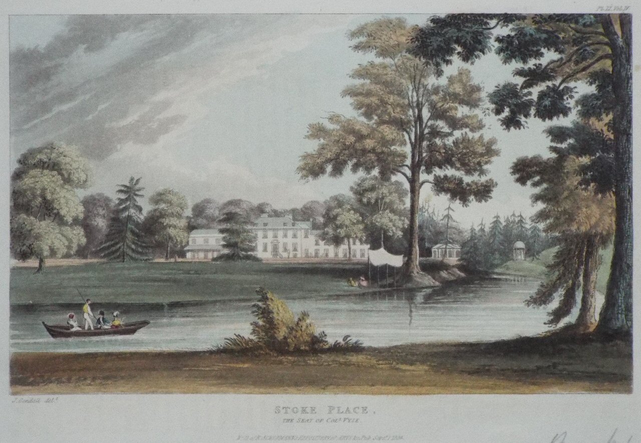 Aquatint - Stoke Place, the Seat of Coll.Vyse.